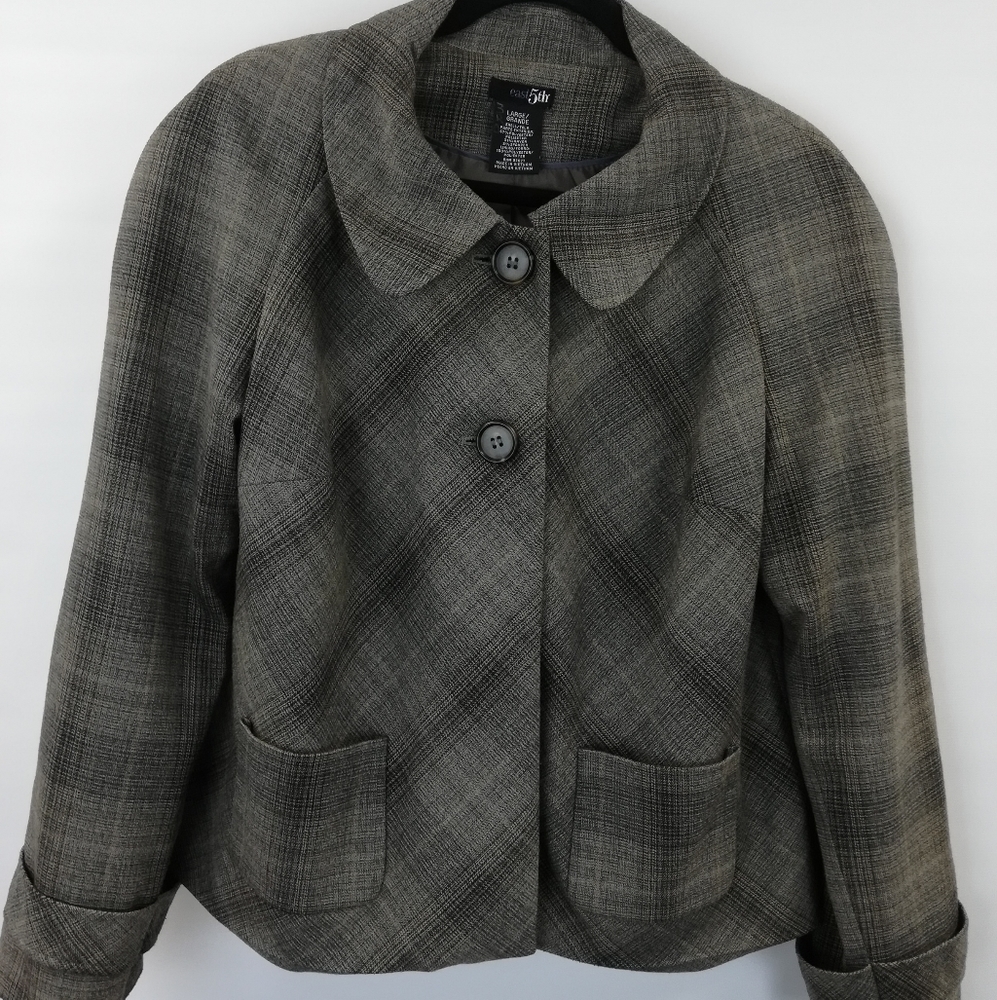 East 5th brown plaid jacket